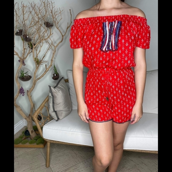 Xhilaration Off the Shoulder Romper - Picture 1 of 11